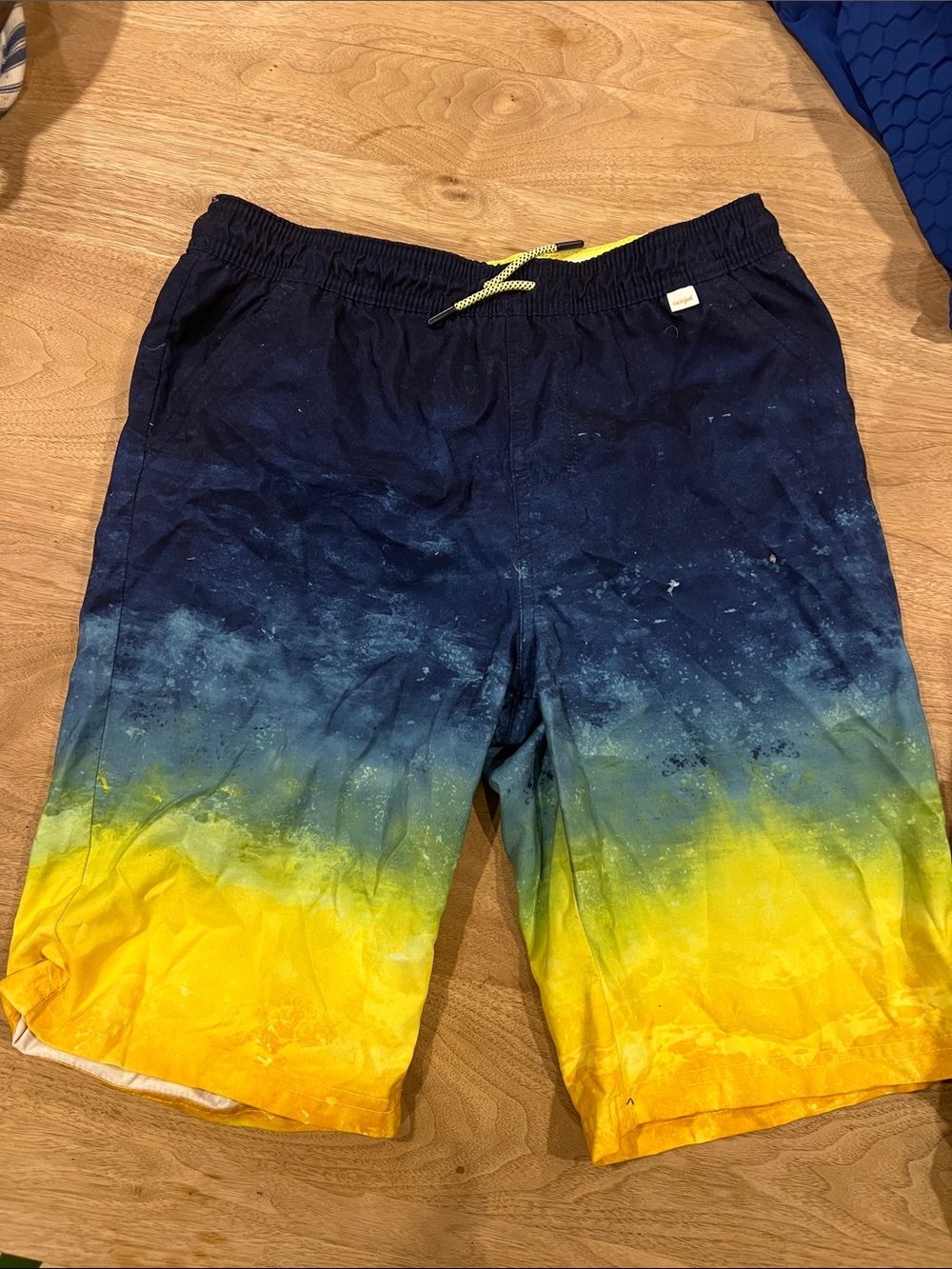 Cat & Jack Boys Blue Yellow Ombre Swim Trunks